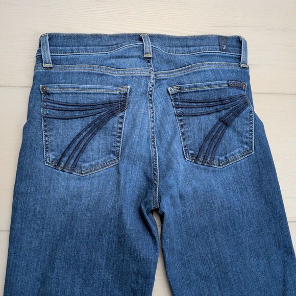 7 For All Mankind Dojo Jeans Womens 28 Blue Flare Stretch Denim 34" Inseam Boho - Picture 7 of 14